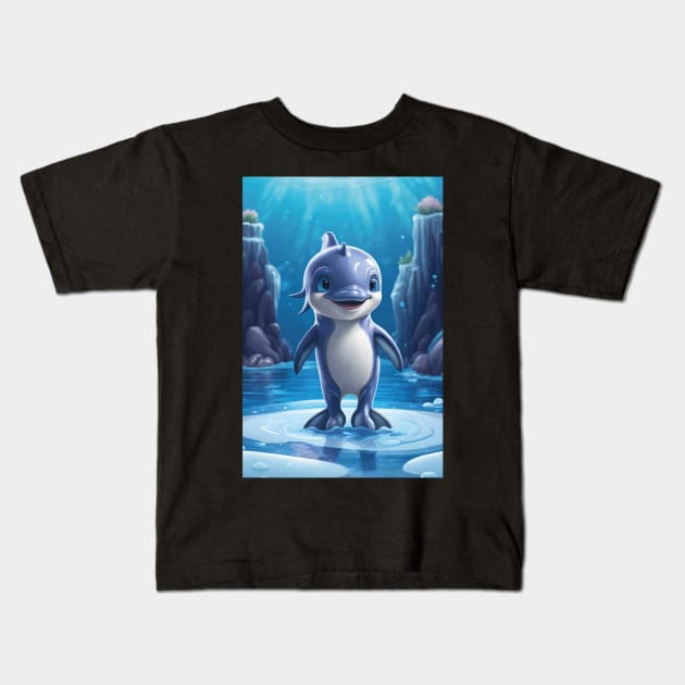 Cute Funny Dolphin Kids T-Shirt by SARKAR3.0